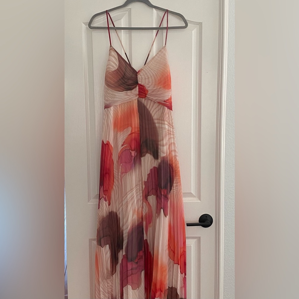 Express Strappy Maxi Dress in Cream, Red & Brown